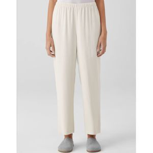 NEW Eileen Fisher 100% Silk Georgette Crepe Pants Bone White Womens Plus Size 3X